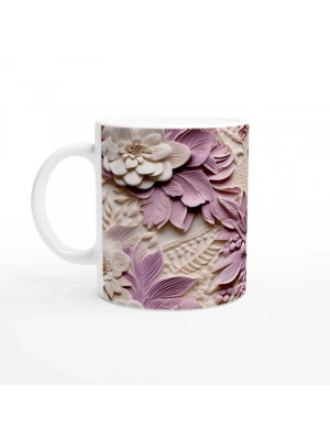 Leylak Baharı Rölyef Çiçekli Kupa Bardak