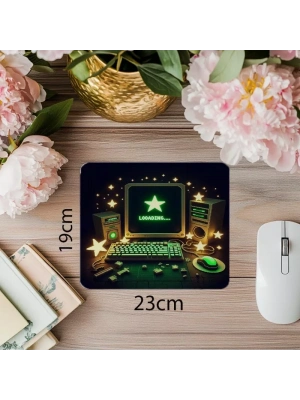 Loading Yazılı Yeşil Ekranlı Retro Mouse Pad - 19x23 cm 2 mm Dikdörtgen İthal Baskılı Mouse Pad