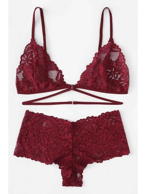 Kadın Bordo Özel Şık Sütyen Külot Takımı