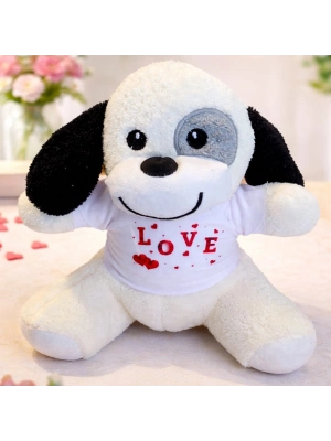 Love Tişörtlü Sevimli Benekli Peluş Köpek