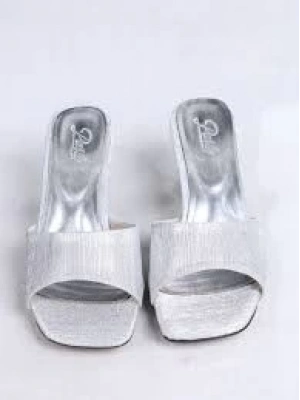 Luart Gümüş Simli Topuklu Terlik