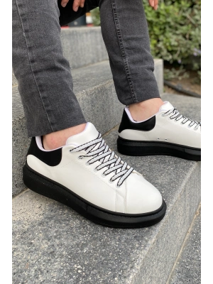 ÇOK SATAN LC107 Beyaz Arka Siyah ST Bağcıklı Erkek Ayakkabı