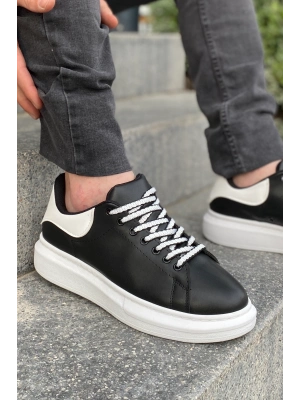 ÇOK SATAN LC107 Siyah Arka Beyaz BT Bağcıklı Erkek Ayakkabı