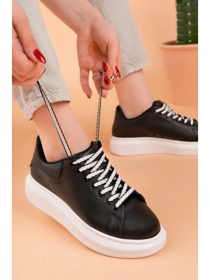 ÇOK SATAN LC107 Siyah BT Bağcıklı Kadın Ayakkabı