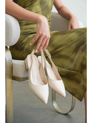 ÇOK SATAN LC111 Bej 4 Cm Cilt Topuklu Ayakkabı