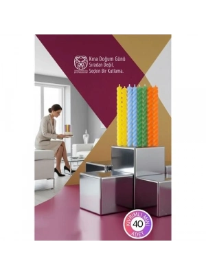 ® Lüks Burgu Mum Seti: 40’lı Renkli Butik Doğum Günü Kına ve Özel Gün Mumları 8 cm