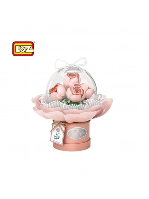 LZ-1298  LEDLİ PEMBE GÜL BUKETİ 285 PARÇA BLOCK OYUNCAK