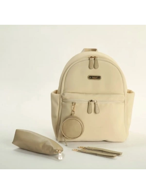 M&Y Diamond Anne Bebek Bakım Sırt Çantası 7345 Krem