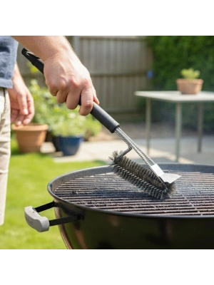 ®  Mangal Izgara Temizleme Fırçası – Paslanmaz Çelik Telli, Uzun Saplı Grill Temizlik Aparatı Mangal Temizlik Fırçası
