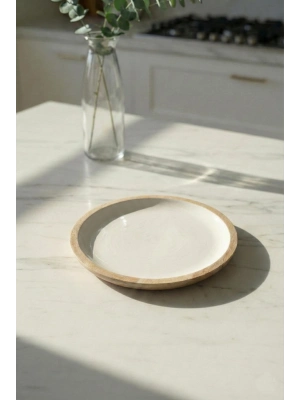 Mango Agacı Pasta Tabağı & Sunum Tabağı 20 Cm Krem