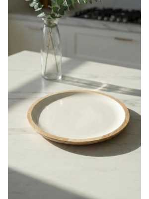 Mango Agacı Servis Tabağı & Sunum Tabağı 25 Cm Krem