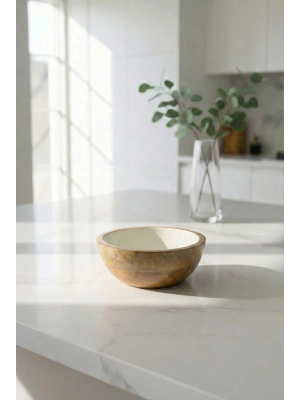 Mango Agacı Sunum Servis Kasesi & Dekoratif Kase 20 Cm Krem