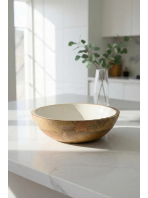 Mango Agacı Sunum Servis Kasesi & Dekoratif Kase 25 Cm Krem