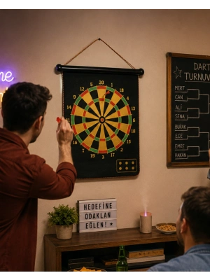 Manyetik Dart Oyunu Katlanabilir Güvenli Dart Seti 6 Ok Hediyeli