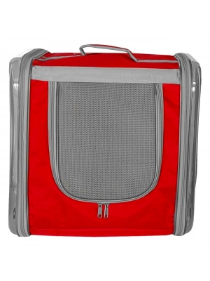 Markapet Çift Cam Kedi Köpek Taşıma Çantası 32x40x42 cm Kırmızı