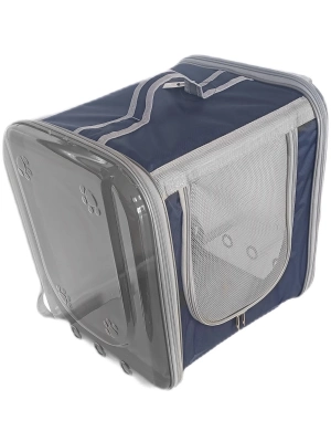 Markapet Çift Cam Kedi Köpek Taşıma Çantası 32x40x42 cm Lacivert