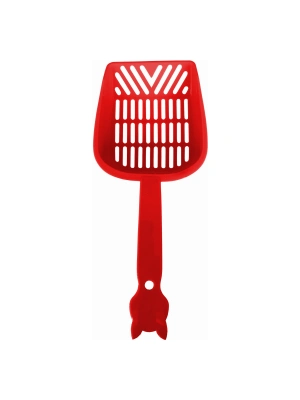 Markapet İnce Elekli Kedi Kumu Küreği Medium 10-25 cm Kırmızı