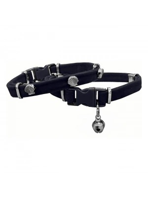 Markapet Kadife Kedi Boyun Tasması Midyeli 20-32 cm Siyah