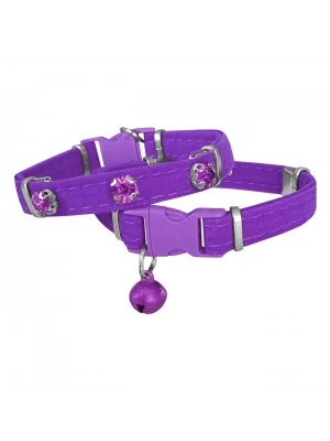 Markapet Kadife Kedi Boyun Tasması Taşlı 20-32 cm Mor