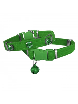 Markapet Kadife Kedi Boyun Tasması Taşlı 20-32 cm Yeşil