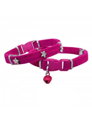 Markapet Kadife Kedi Boyun Tasması Yıldızlı 20-32 cm Pembe