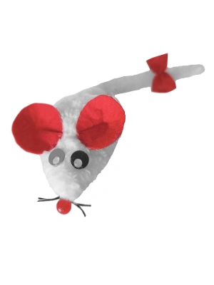 Markapet Kedi Oyuncağı Bıyıklı Peluş Fare 4,5 x 6-15 cm Beyaz