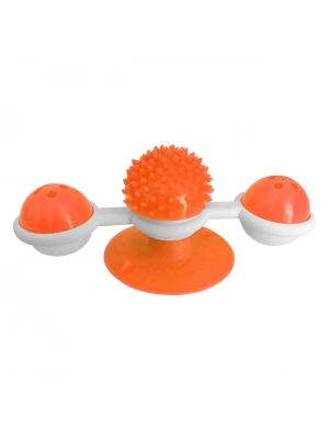 Markapet Vantuzlu Fırıldak Toplu Dönen Kedi Oyuncağı 8 cm-18 cm Turuncu