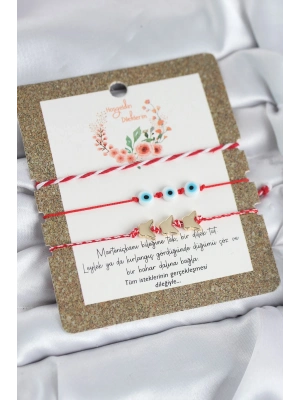 ® Marteniçka Bileklik 3lü Kelebek ve Nazar Boncuklu Model