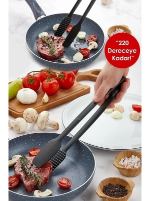 Maşa - 220 Dereceye Kadar Dayanıklı Yanmaz - Yapışmaz Plastik Izgara Maşası 30 Cm