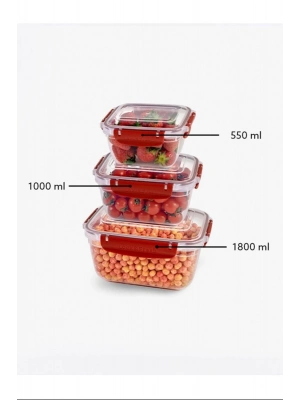Master Dikdörtgen Saklama Seti 3lü 550-1000-1800 Ml Royaleks-30866
