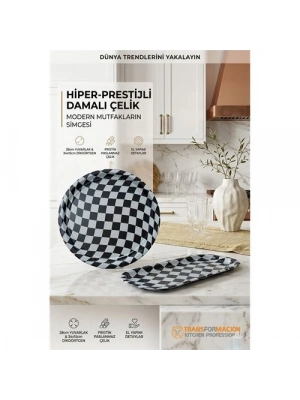 Masterpiece Çelik Tepsi Seti – Yuvarlak 28 cm & Dikdörtgen 34x15 cm 722989