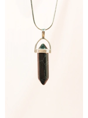 Mat Oniks Doğal Taşı Zincirli El Yapımı Tasarımlı Kolye Uç: 3,5 cm Zincir: 20 cm Kutulu