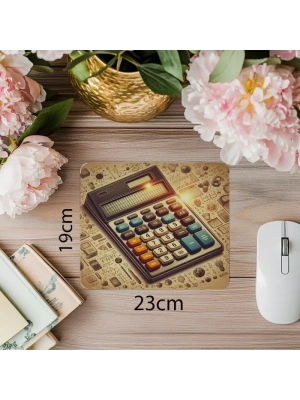 Matematik Sembolüyle Retro Calculator Mouse Pad - 19x23 cm 2 mm Dikdörtgen İthal Baskılı Mouse Pad