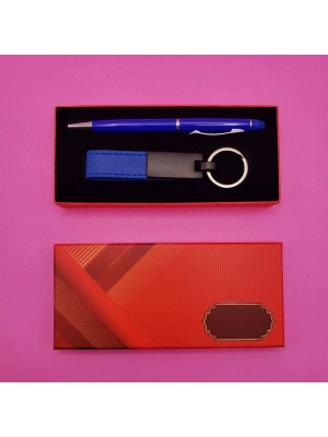 Mavi Anahtarlık Ve Kalem Seti