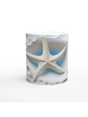 Mavi Gölge Efektli Deniz Yıldızı Su Altı Temalı Kupa Bardak