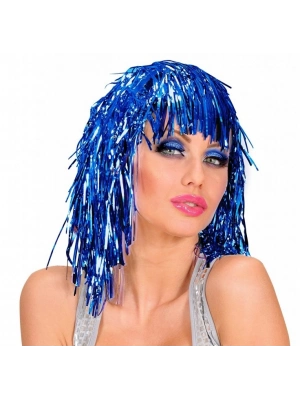 Mavi Işıltılı Metalize Parti Peruğu