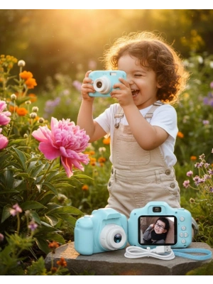 ® Mavi Kompakt Mini Kamera HD Video ve Fotoğraf Çekim Özellikli Şarjlı Model