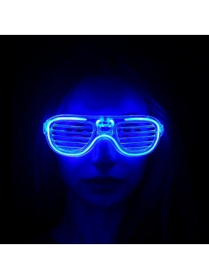 Mavi Led Işıklı Parti Gözlüğü - Neon 3 Modlu