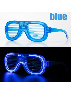 Mavi Led Işıklı Parti Gözlüğü - Neon Glow Şerit Gözlük 3 Modlu