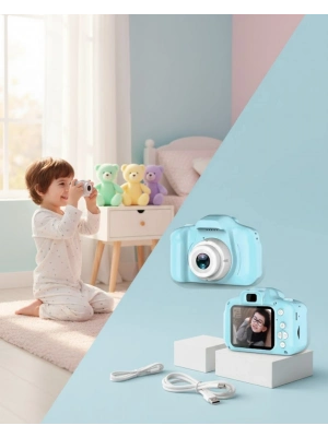 ® Mavi Mini Dijital Kamera HD Video ve Fotoğraf Çekimli USB Şarjlı Kompakt Kayıt Cihazı