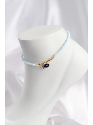 Mavi Renk Boncuklu Balık Figürlü Halhal