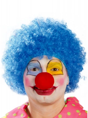 Mavi Renk Kıvırcık Afro Palyaço Seti