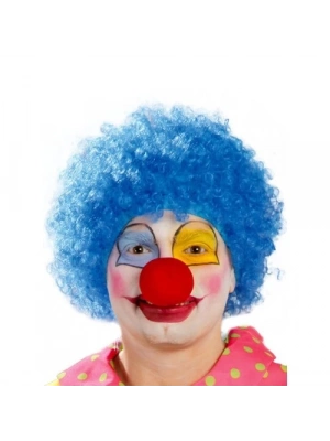 Mavi Renk Kıvırcık Afro Palyaço Seti