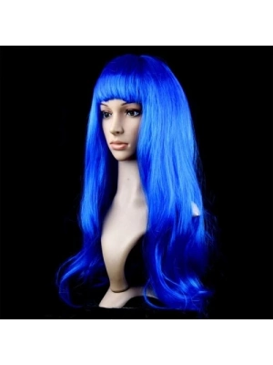 Mavi Renk Uzun Parti Peruğu