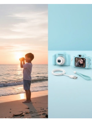 ® Mavi Taşınabilir Mini Kamera HD Video Fotoğraf Çekimli USB Şarjlı Hafıza Kart Destekli