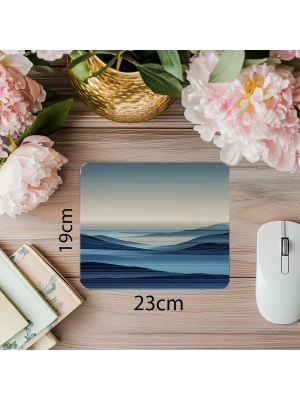Mavi Tonlarda Soyut Manzara Mouse Pad - 19x23 cm 2 mm Dikdörtgen İthal Baskılı Mouse Pad