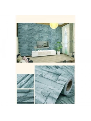 Mavi Tuğla 3D Duvar Kaıdı 3 Metre