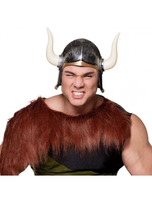 Mega Boynuzlu Viking Ivar Kaskı Eskitilmiş Desen Gümüş Renk