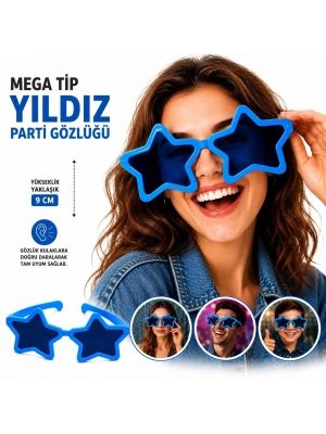 Mega Tip Yıldız Parti Gözlüğü Mavi Renk