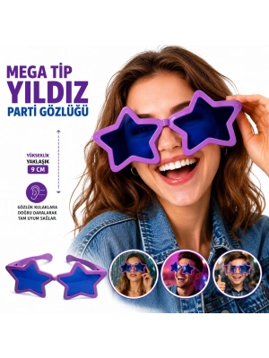 Mega Tip Yıldız Parti Gözlüğü Mor Renk